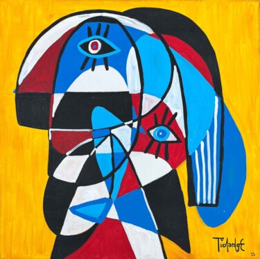Retrato en fondo amarillo 绘画 标题为“Retrato en fondo am…” 由Enrique Pichardo, 原创艺术品, 丙烯