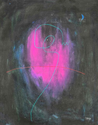 Painting titled "Personaje en línea…" by Enrique Pichardo, Original Artwork, Acrylic