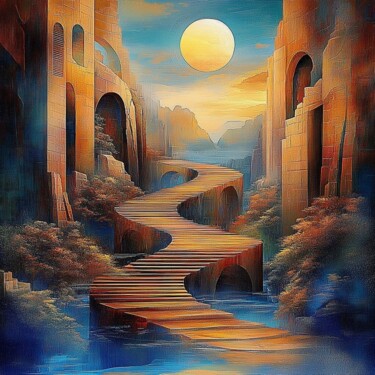 Painting titled "The path of the kee…" by Andre Gulyaev, Original Artwork, Oil Mounted on Wood Stretcher frame