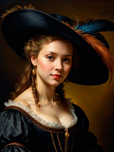 Digitale Kunst getiteld "Recreating Rembrand…" door Daniel Arrhakis, Origineel Kunstwerk, AI gegenereerde afbeelding
