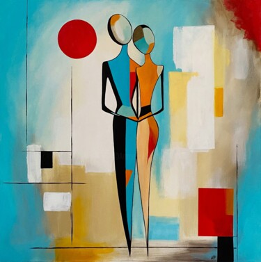 Pintura titulada "Under the red moon" por Maria Paschen, Obra de arte original, Acrílico Montado en artwork_cat.