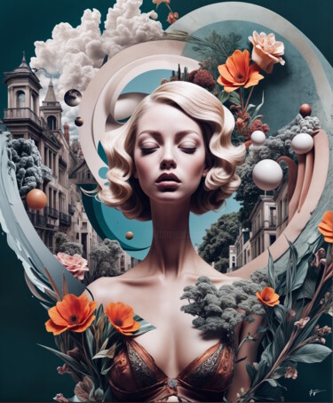 Surreal Collage 数字艺术 标题为“Surreal Collage” 由Frederic Racaud, 原创艺术品, AI生成的图像