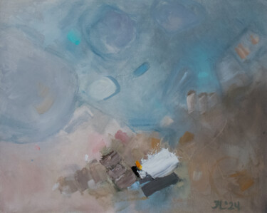 Painting titled "Time To Be Changed" by Julija Levuskane, Original Artwork, Oil Mounted on Wood Stretcher frame
