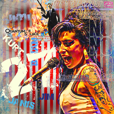 Digital Arts με τίτλο ""Amy - Club 27"" από Luc Best, Αυθεντικά έργα τέχνης, Ψηφιακό Κολάζ Τοποθετήθηκε στο Αλουμίνιο