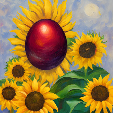 Digital Arts με τίτλο "Sunflower: The Red…" από Meahau, Αυθεντικά έργα τέχνης, Εικόνα που δημιουργήθηκε με AI