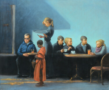 Painting titled "Other people" by Oleg Kateryniuk, Original Artwork, Oil Mounted on Wood Stretcher frame