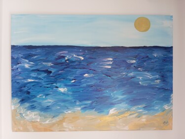 「The sea, beautiful」というタイトルの絵画 Alaitz Sasietaによって, オリジナルのアートワーク, アクリル ウッドストレッチャーフレームにマウント