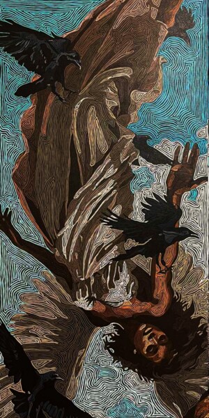 Schilderij getiteld "Descend 1" door Chael Villareal, Origineel Kunstwerk, Acryl