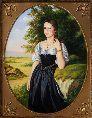 Картина под названием "Portrait of Maria" - Valeriy Bulat, Подлинное произведение искусства, Масло Установлен на Деревянная…