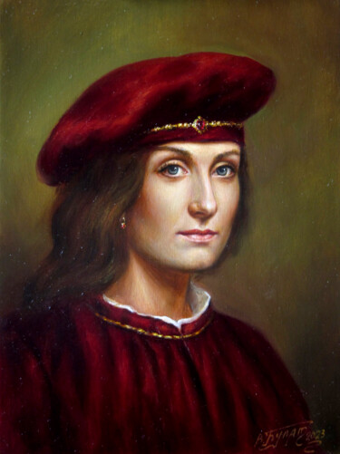Painting titled "A smile through the…" by Valeriy Bulat, Original Artwork, Oil Mounted on Wood Stretcher frame
