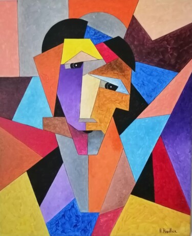 Pittura intitolato "oeuvre abstraite" da Alain Rigollier, Opera d'arte originale, Olio Montato su Telaio per barella in legno