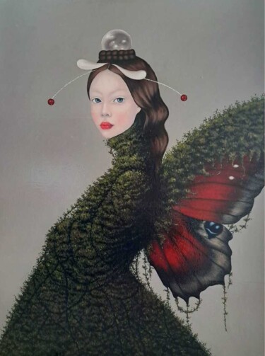 Ζωγραφική με τίτλο "Butterfly Undercover" από Mary Noga, Αυθεντικά έργα τέχνης, Ακρυλικό