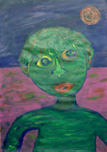Pittura intitolato "Person bei Nacht mi…" da Jens Ehmann, Opera d'arte originale, Acrilico
