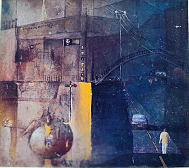 Pittura intitolato "O céu que nos prote…" da Galvão, Opera d'arte originale, Acrilico Montato su Telaio per barella in legno
