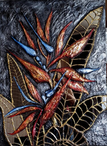 「"Strelitzia"」というタイトルの絵画 Ираника Артによって, オリジナルのアートワーク, アクリル その他の剛性パネルにマウント