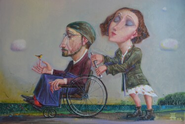 「,, Кохання ...... ,,」というタイトルの絵画 Геннадий Шлыковによって, オリジナルのアートワーク, オイル ウッドストレッチャーフレームにマウント