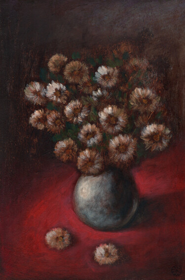 绘画 标题为“Flowers In A Vase O…” 由Anton Maliar, 原创艺术品, 丙烯 安装在其他刚性面板上