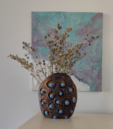 雕塑 标题为“"Lotus" Felt vase” 由Maria Opalinskaya, 原创艺术品, 纺织纤维