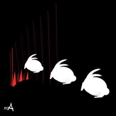 Three white rabbits Arts numériques intitulée "Three white rabbits" par Oksana Budnichenko, Œuvre d'art originale, Travail numérique 2D