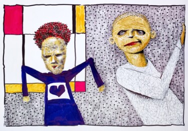 Dibujo titulada "The wallpaper is fa…" por Milto Sideris, Obra de arte original, Rotulador