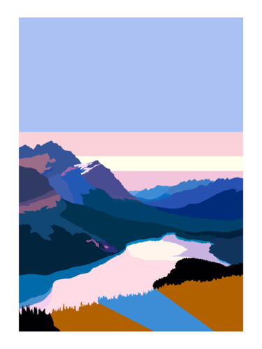 Printmaking titled "Blue Mountain & Pin…" by Marion Sagon, Original Artwork, Digital Print