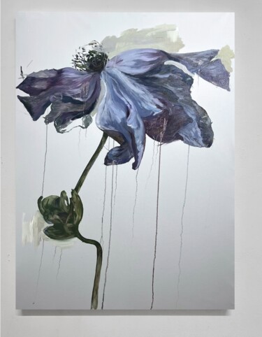 Painting titled "Expressive flowers 2" by Rosi Roys, Original Artwork, Oil