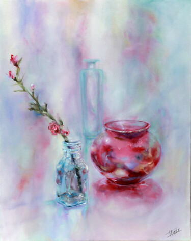 Pittura intitolato "Vida en rosa" da Isabel Tapias, Opera d'arte originale, Olio