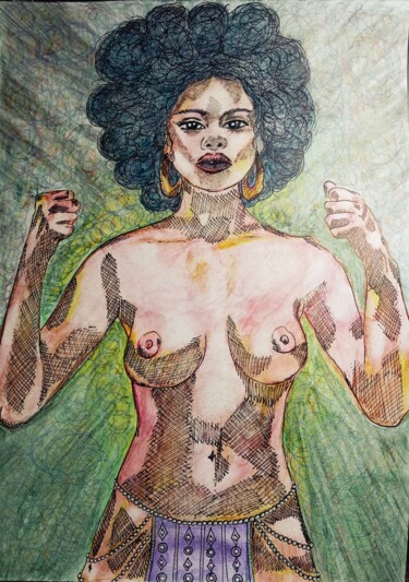 Амазонка Peinture intitulée "Амазонка" par Svetlana Soloveva, Œuvre d'art originale, Aquarelle