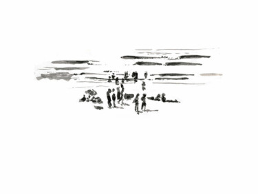 Schilderij getiteld "Suresposés 4 - Biar…" door Serge Le Poulennec, Origineel Kunstwerk, Inkt