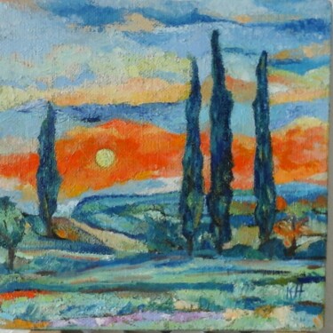 Pittura intitolato "Crepuscolo" da Hélène Guinand, Opera d'arte originale, Olio