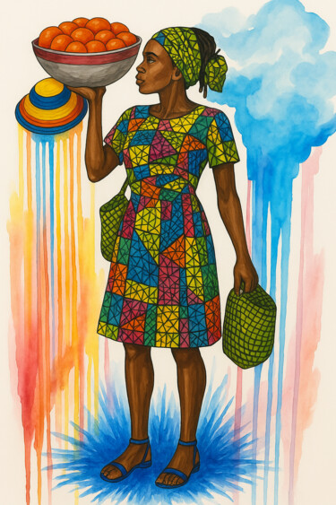 "Market Day Dreams" başlıklı Tablo Ema Kato tarafından, Orijinal sanat, Akrilik