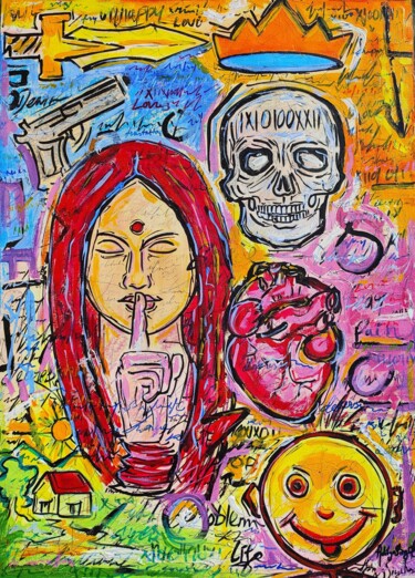 Silence Amid Chaos Schilderij getiteld "Silence Amid Chaos" door Aditya Singh Thakur, Origineel Kunstwerk, Acryl