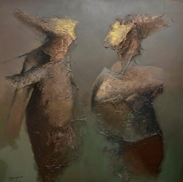 Série scènes, Mascarade Schilderij getiteld "Série scènes, Masca…" door Bernard Jannemin, Origineel Kunstwerk, Acryl Gemonteerd op Houten paneel