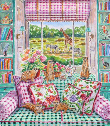 Meerkat Manor Painting titled "Meerkat Manor" by Kristen Olson Stone, Original Artwork, Watercolor