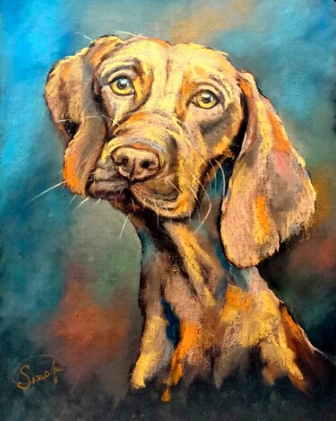 Dog in Pastel: Deep Gaze "Dog in Pastel: Deep…" başlıklı Resim Olga Lune tarafından, Orijinal sanat, Pastel