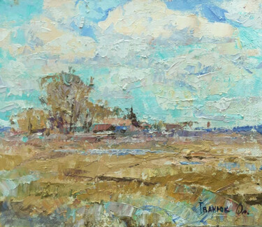 Painting titled "Spring" by Oleksiy Ivanyuk, Original Artwork, Oil Mounted on Wood Stretcher frame