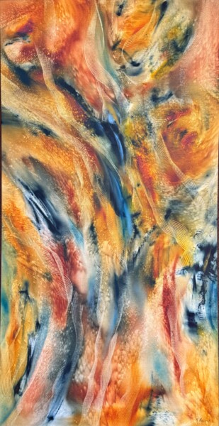 绘画 标题为“Canyon Walls” 由Khrystyna Kozyuk, 原创艺术品, 油 安装在木质担架架上