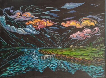 "The sky-high distan…" başlıklı Tablo Shaliko Saghatelyan tarafından, Orijinal sanat, Petrol Ahşap Sedye çerçevesi üzerine m…