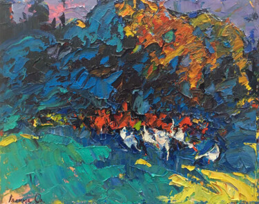 Pintura intitulada "Autumn twilight" por Oleksiy Ivanyuk, Obras de arte originais, Óleo Montado em Armação em madeira