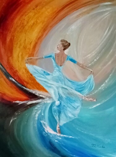 Schilderij getiteld "Dance of Light and…" door Mónika Katalin Pál, Origineel Kunstwerk, Olie Gemonteerd op Frame voor houten…