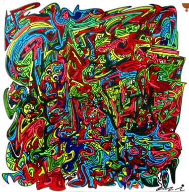 13/13 Cellula "13/13 Cellula" başlıklı Resim Claudio Mario Andrea tarafından, Orijinal sanat, Işaretleyici Cam üzerine monte edilmiş