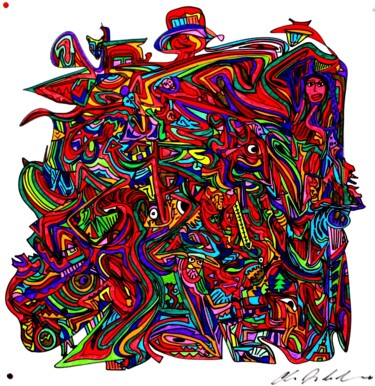 10/13 Cellula Disegno intitolato "10/13 Cellula" da Claudio Mario Andrea, Opera d'arte originale, Pennarello Montato su Telaio per barella…