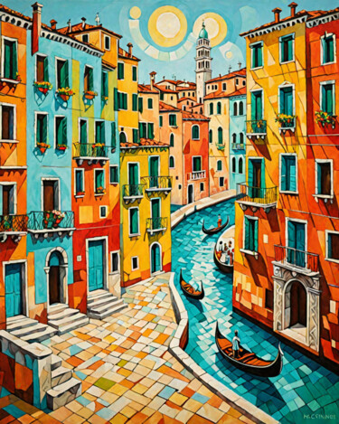 Peinture intitulée "Venetian Canal" par Sanja Jancic, Œuvre d'art originale, Acrylique