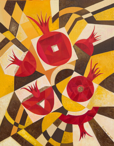 Pittura intitolato "Pomegranate juice" da Dasha Art, Opera d'arte originale, Olio