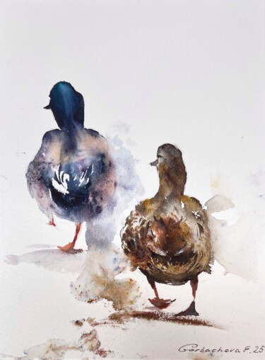 Schilderij getiteld "Together We Go" door Eugenia Gorbacheva, Origineel Kunstwerk, Aquarel