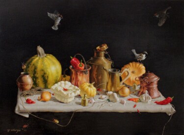 Schilderij getiteld "Still Life with Spa…" door Tatyana Palchuk, Origineel Kunstwerk, Olie