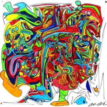 02/13 Cellula Desenho intitulada "02/13 Cellula" por Claudio Mario Andrea, Obras de arte originais, Marcador Montado em Vidro