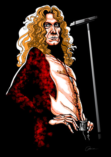 Robert Plant Led Zeppelin Singer Artwork Цифровое искусство под названием "Robert Plant Led Ze…" - Ouraniart, Подлинное произведение искусства, Цифровая живопись