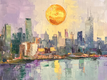 The Sun Paints the City in Fire and Silk Arte digital titulada "The Sun Paints the…" por Lucy Moon, Obra de arte original, Acrílico