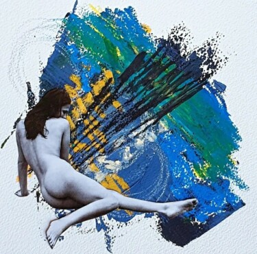 Collages intitolato "Éruption" da Julie Verhague, Opera d'arte originale, Acrilico